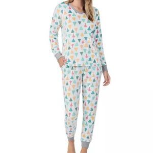 Cuddl Duds Velour Fleece V Neck PJ Pajama Set NEW Christmas Trees XXL